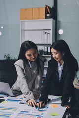 Accounting company provide finance and taxation planning for profitable cash flow, Auditor and accountant team working in office, analyze financial data and accounting record with calculator.Insight