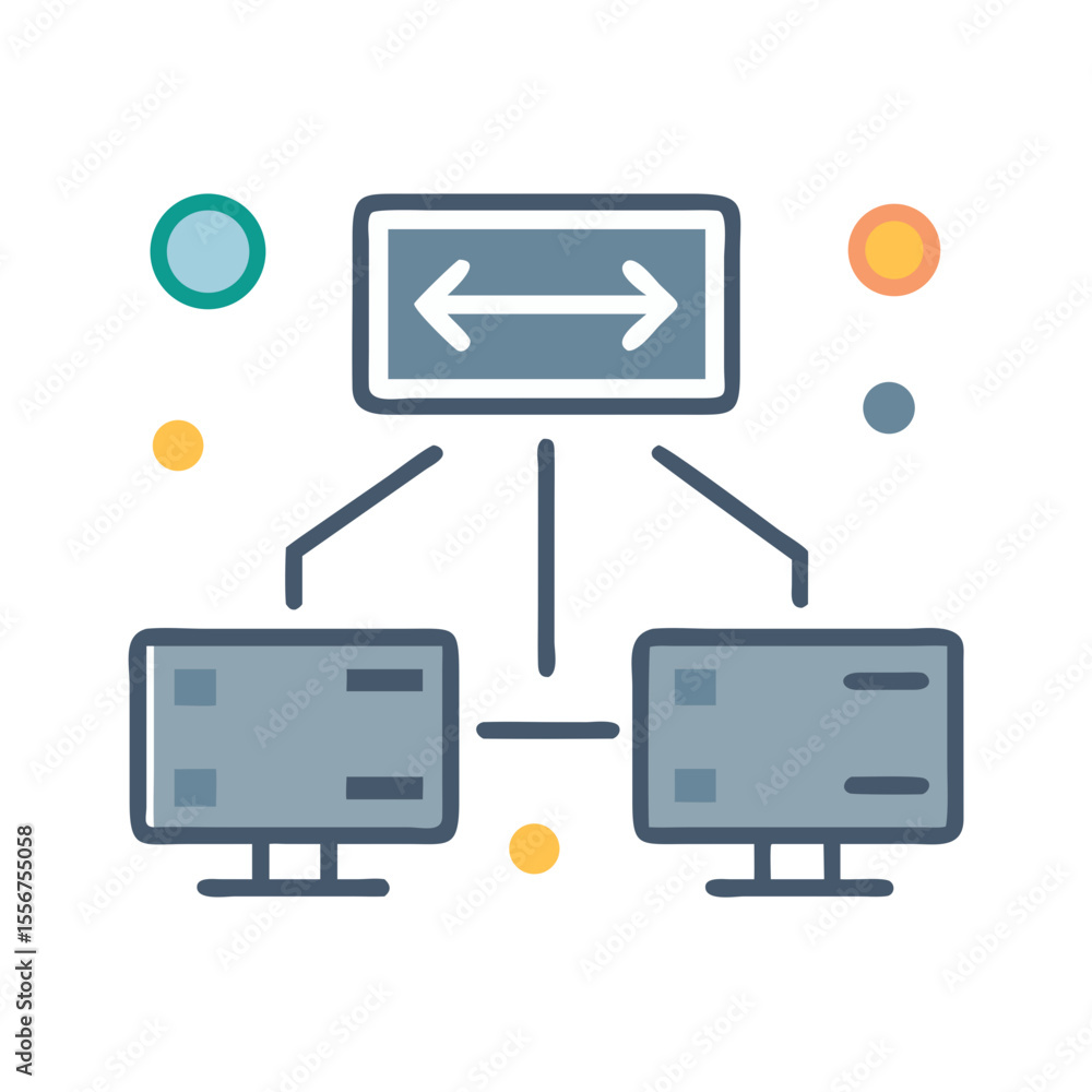 Poster network of computer system data flow with server concept