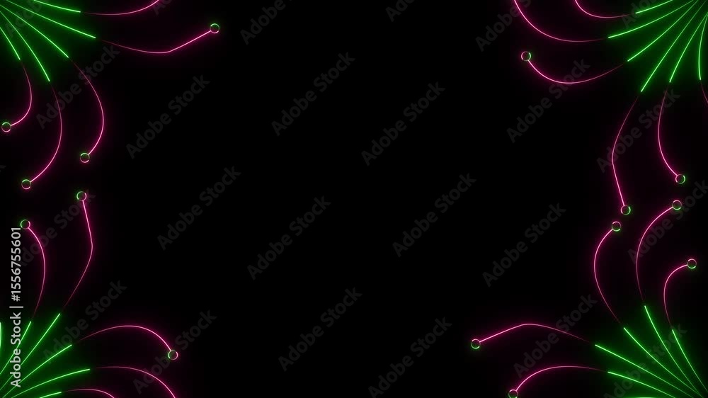 Poster a symmetrical kaleidoscope pattern, created with glowing neon lines.