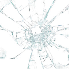 Obraz premium Broken glass white and transparent background