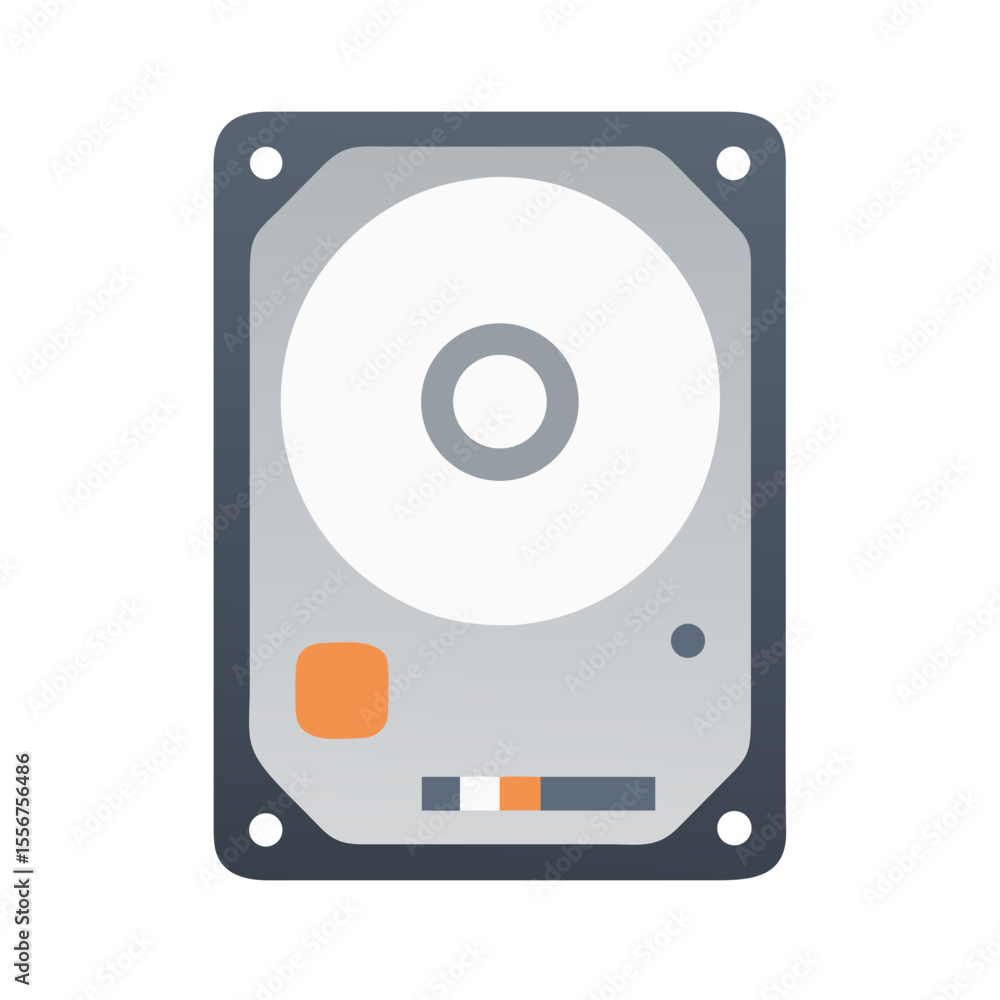 Poster hard drive disk flat vector icon storage memory