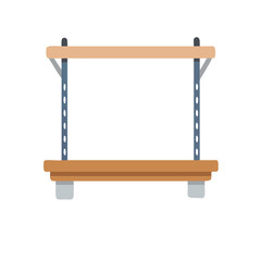 Flat illustration of storage shelves on a White Background