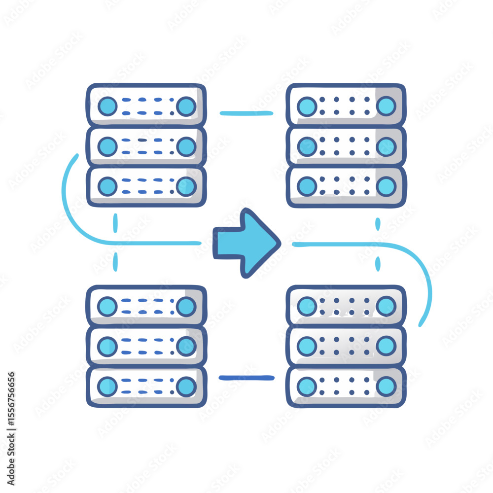 Aufkleber data servers communication loop concept on a white background