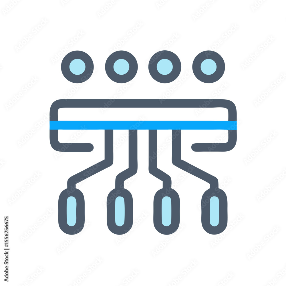 Poster abstract network symbol showing connection with blue and grey lines