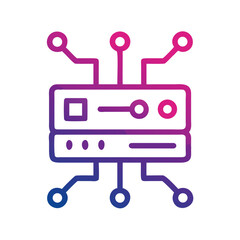 Server rack with circuit connections on White Background image