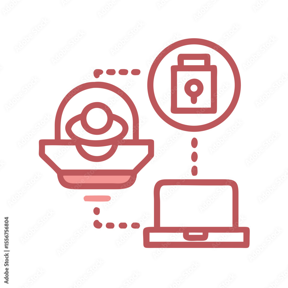 Poster secure data transmission between devices illustrated with flat design