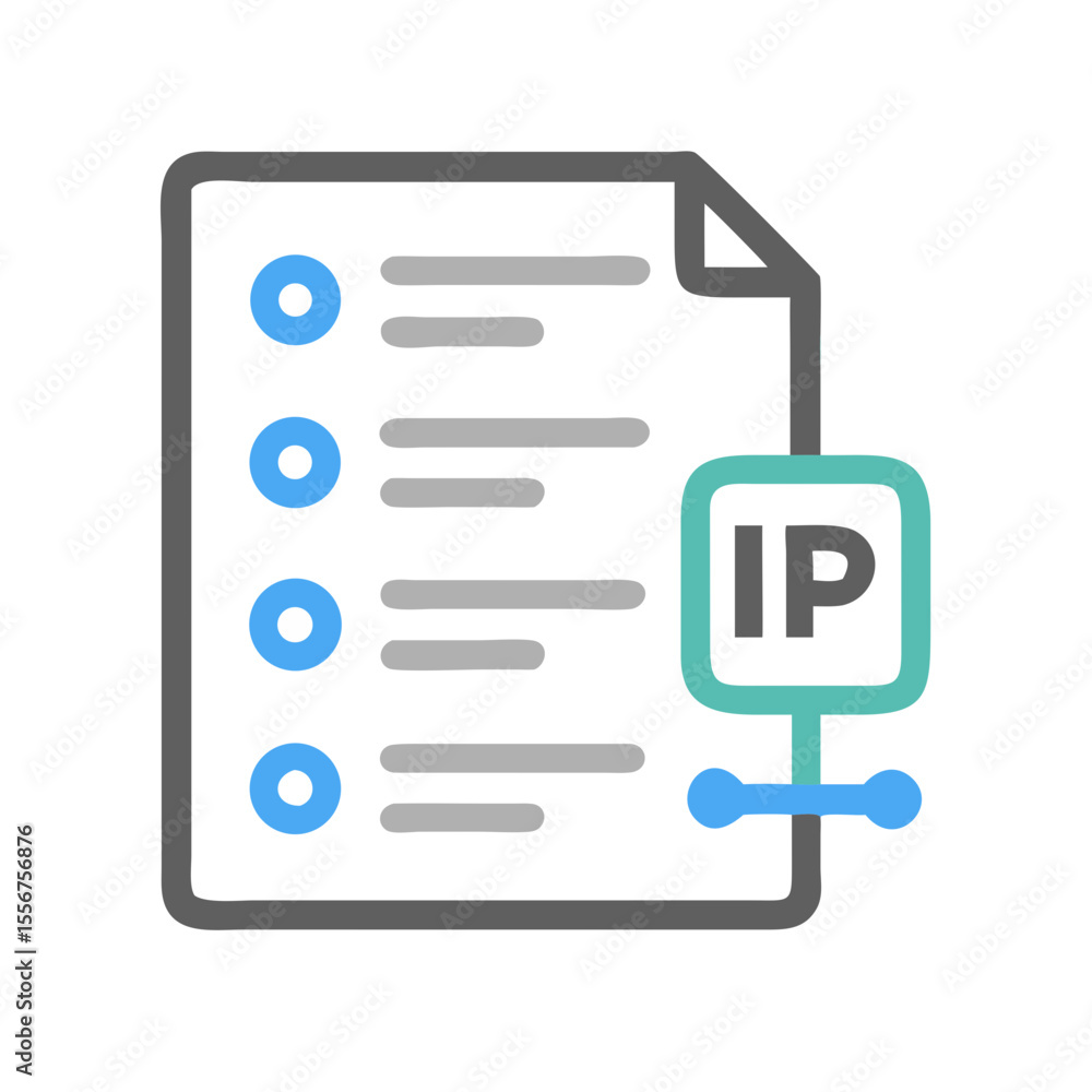 Poster digital ip address document icon with checklist illustration