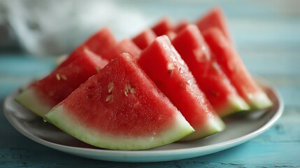 Juicy Watermelon Slices on a Plate