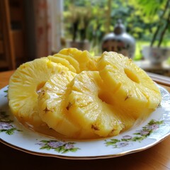 Juicy Pineapple Slices on a Plate