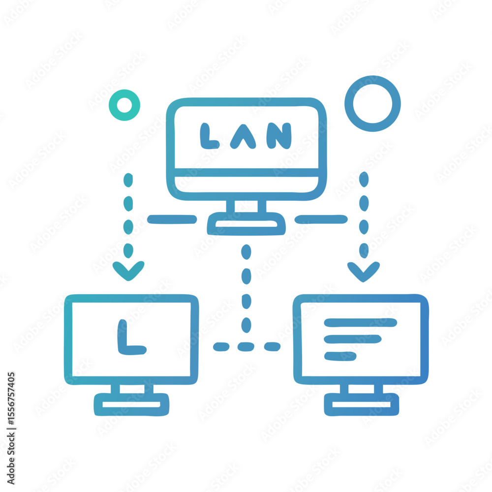 Fototapete network communication between computers diagram shows lan connection