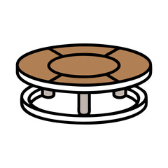 Stylized illustration of a brown oval table on White