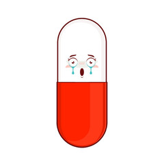 capsule pill scared face cartoon cute