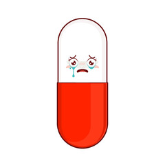 capsule pill scared face cartoon cute