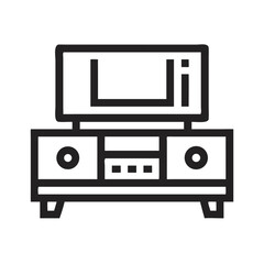 Minimalist line art of television on console table icon