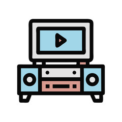 Cartoon TV Stand with Entertainment System, Retro Aesthetic