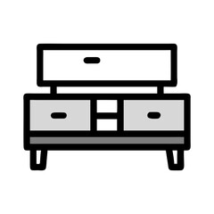 Minimalist graphic showing drawer unit on White Background