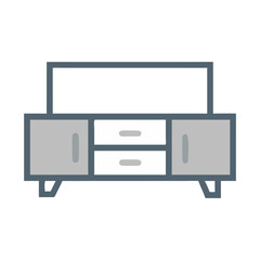 Modern media console illustration isolated on White Background