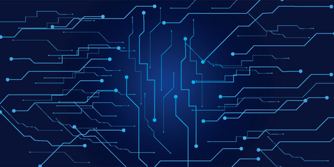Futuristic Digital Circuit Network Technology Background in Blue Illustration