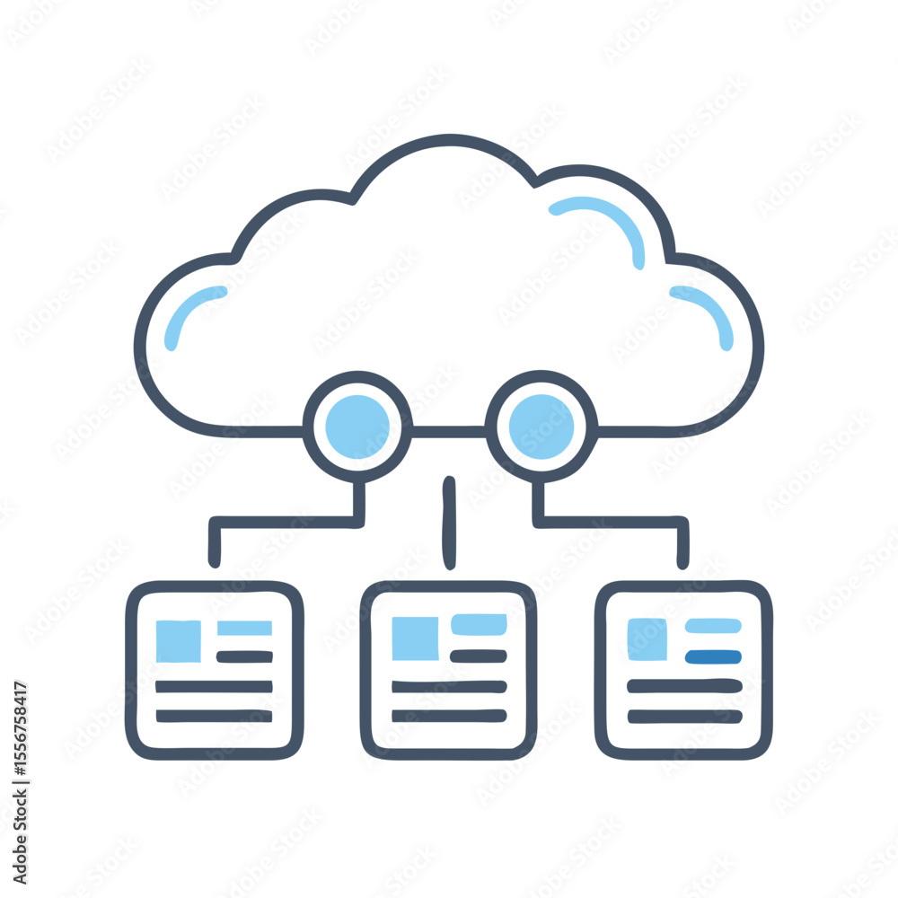 Poster cloud computing network infrastructure with server connection concept icon