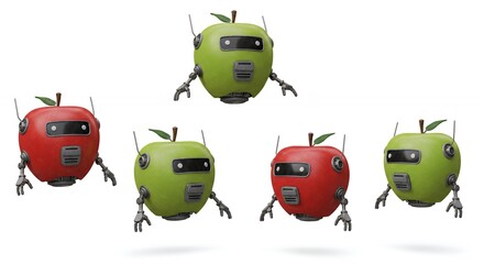 Obraz premium Robot apples floating design graphics