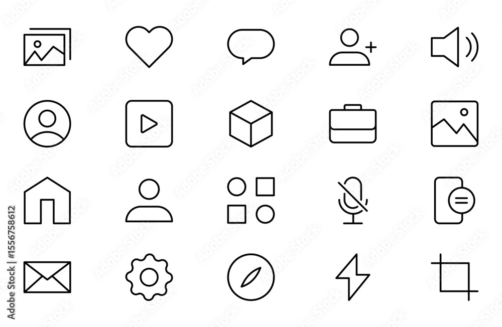 Wall mural set of ui ux icon set, user interface iconset collection. editable stroke vector design.