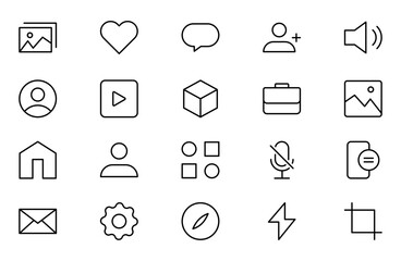 Set of ui ux icon set, user interface iconset collection.  Editable Stroke Vector Design.