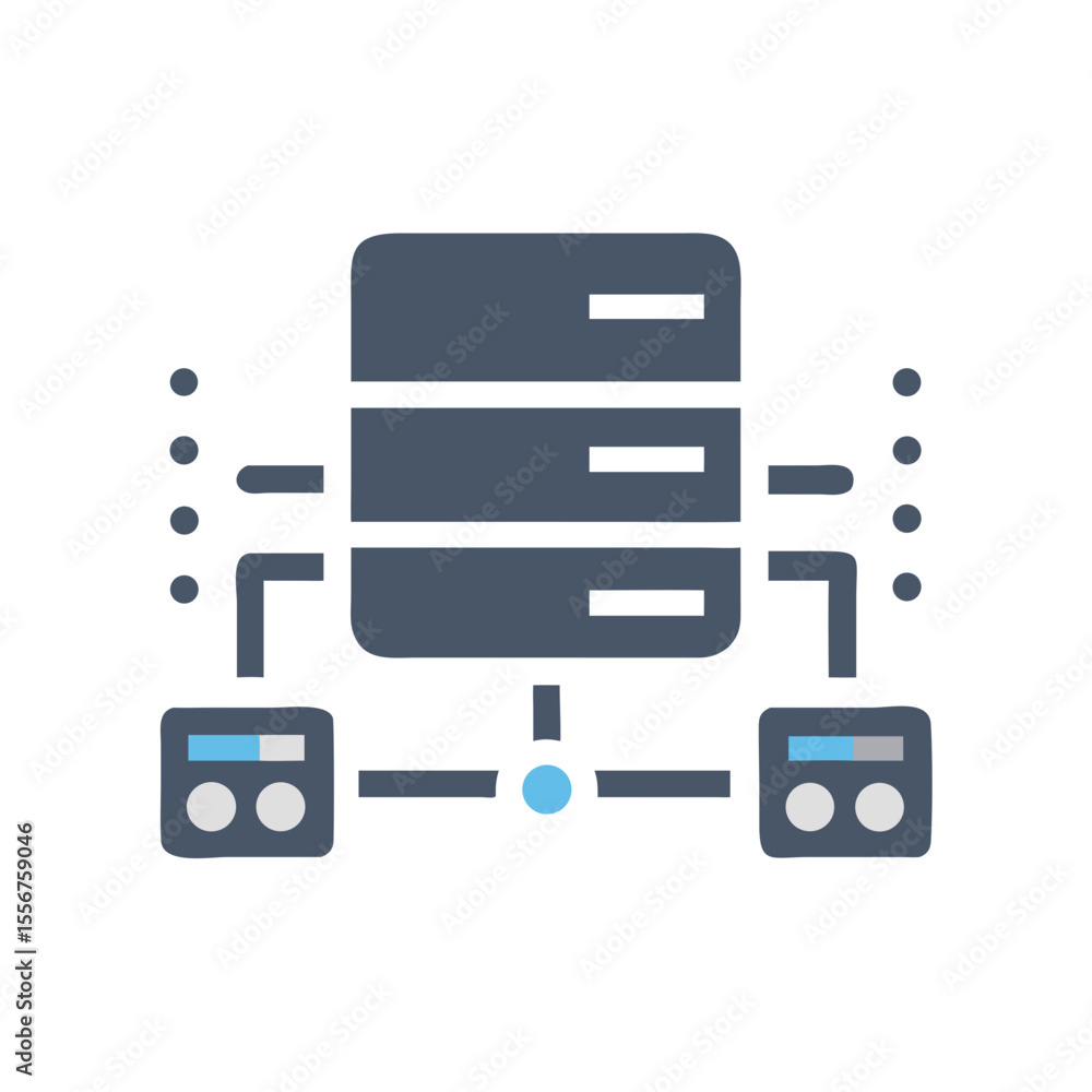 Aufkleber network server rack connected to system infrastructure design