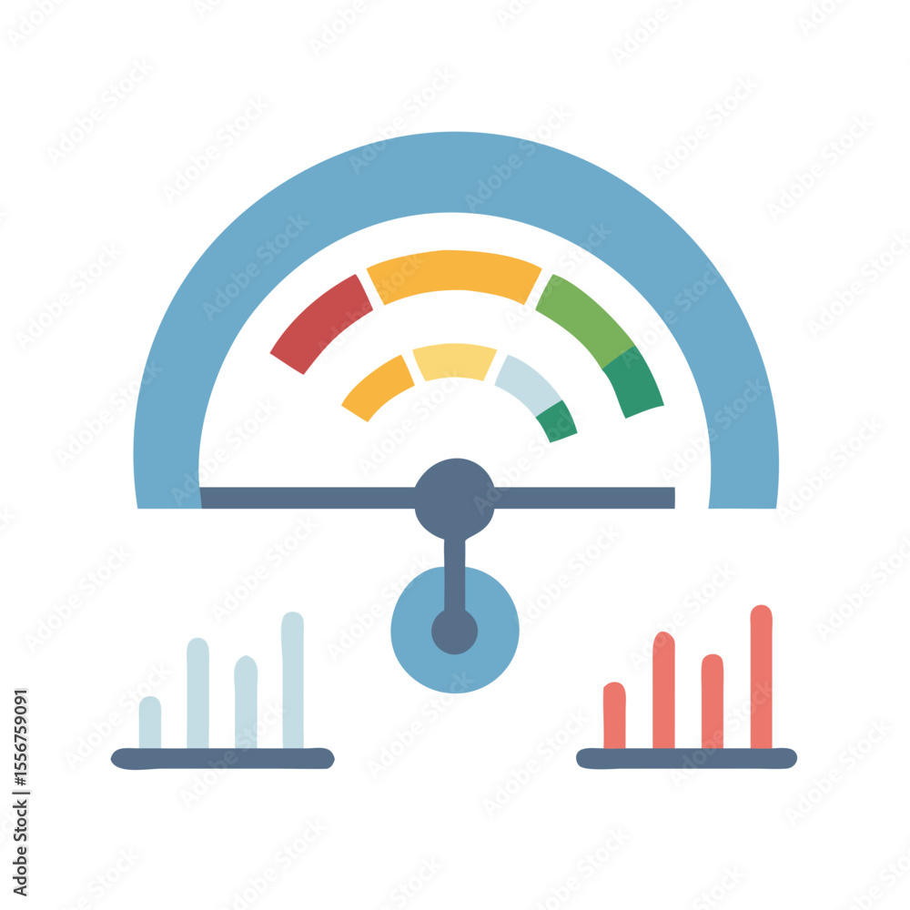 Poster flat vector performance dashboard depicting analytical data information