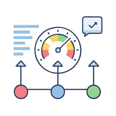 Performance tracking dashboard showcasing improvement and achievement icon style