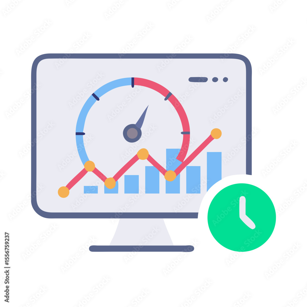 Poster performance monitoring dashboard with charts and time indicator