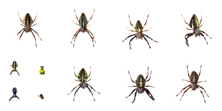 Collection of Spiders with Different Color Patterns