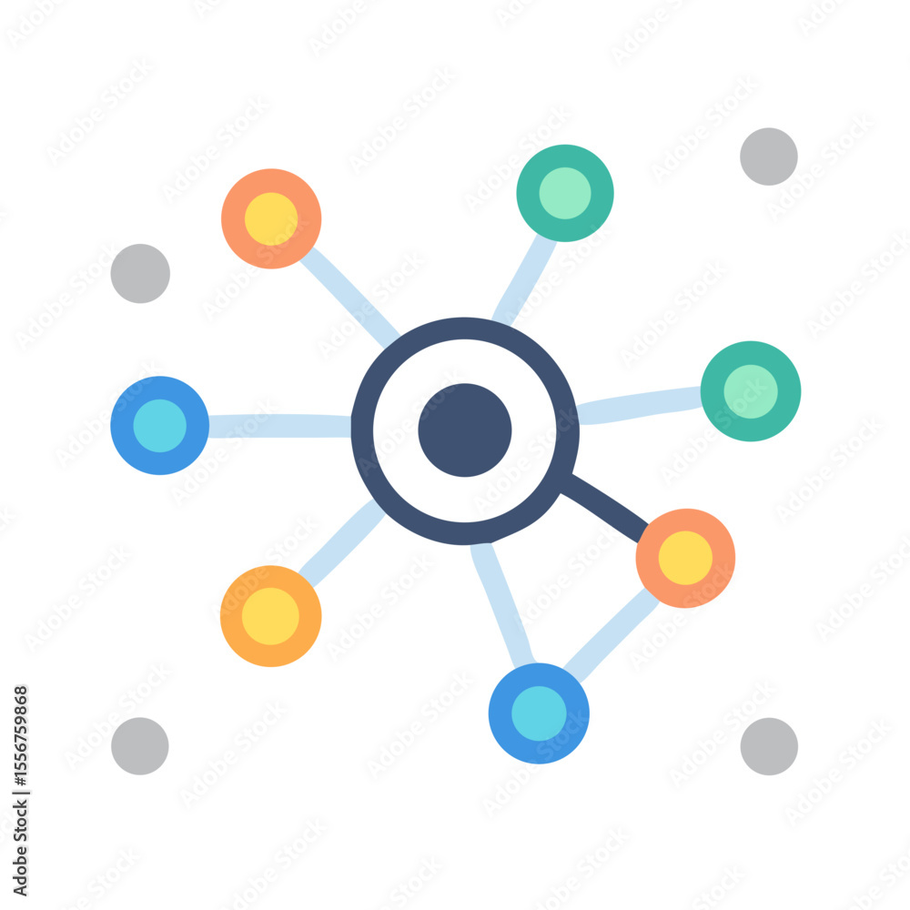 Aufkleber abstract network diagram with colorful nodes on white background