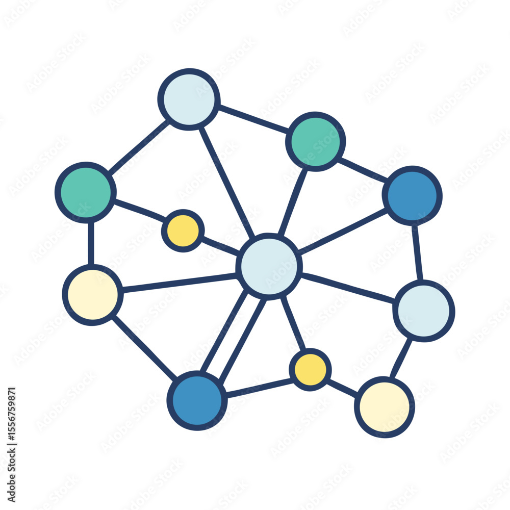 Poster flat design illustration of a network connection structure