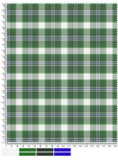 Green and White Plaid Fabric Swatch with Subtle Blue Accents and Ruler Measurements for Design and...