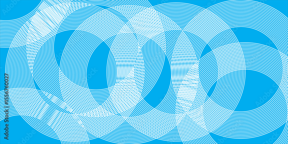Poster abstract design showcasing intertwining white geometric lines forming a complex pattern against a vi