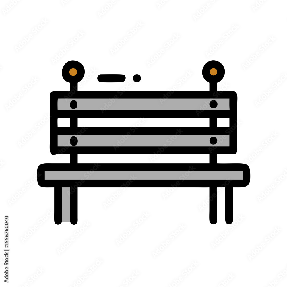 Poster minimalist bench design in flat vector style on white background