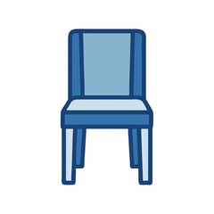 Isolated blue chair against White Background flat design illustration