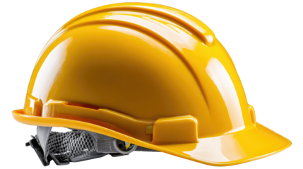 Yellow Safety Helmet: A close-up view of a yellow safety helmet, showcasing its robust construction and the vital protection it offers on a construction site or industrial environment.