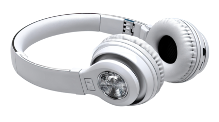 Sleek Wireless Headphones: A pair of pristine, wireless headphones are artfully captured, poised to transport you into a world of pure, immersive audio, ready to amplify your auditory experience.