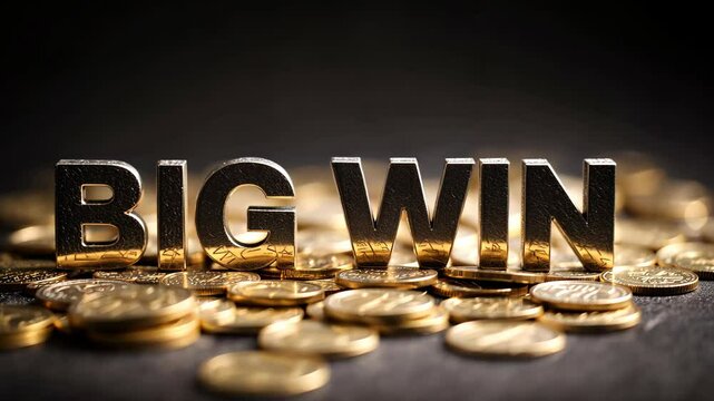 Golden Big Win Concept with Coins