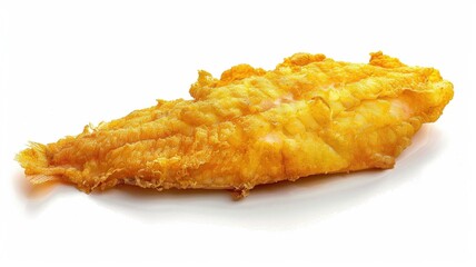 Golden battered cod fillet close-up
