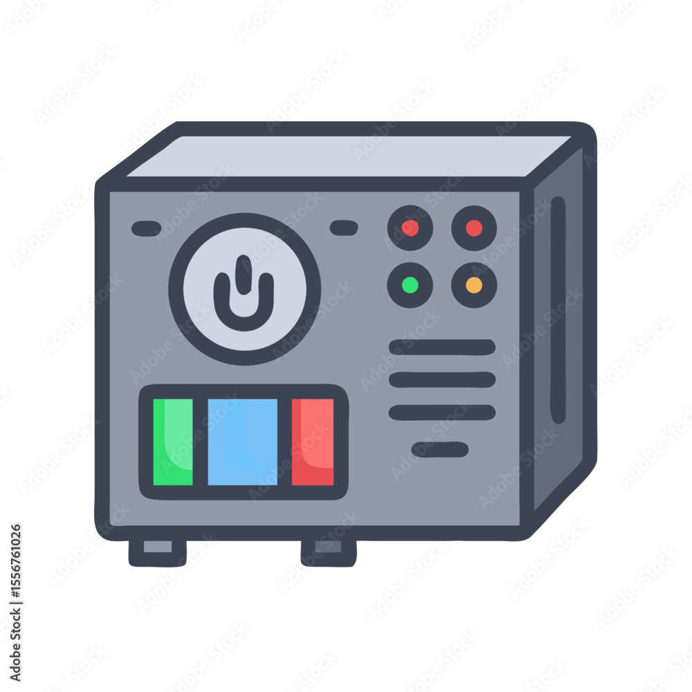 Poster illustrated computer server unit front panel stock image