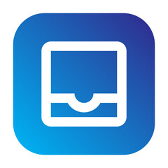 Line icon of an inbox tray, representing received messages or mail.