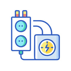 Electrical outlet and surge protector stylized icon illustration