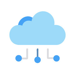 Minimalist cloud computing illustration showing data connection and processing