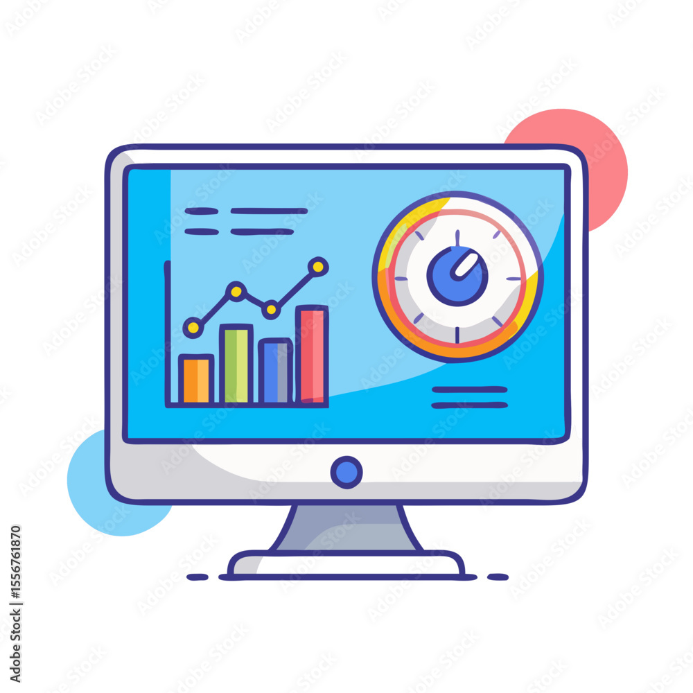 Aufkleber computer screen displaying data analytics with colorful graphics