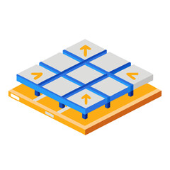 Isometric diagram showing a floor slab with directional arrows
