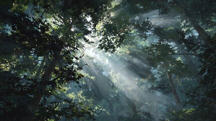 Sunbeams Through the Forest Canopy