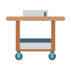 Minimalist illustration of hospital bed transport trolley on White