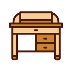 Illustration of a classic wooden desk with drawers